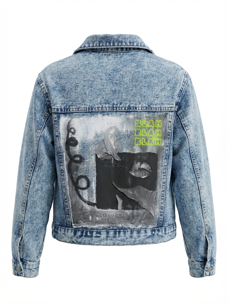 Jeansjacke "BLAH BLAH BLAH" - Unikat 006 von Anna Zora
